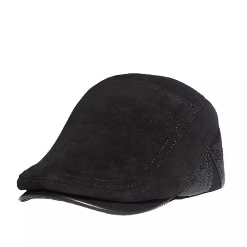 Blaine Black Genuine Leather Duckbill Cap