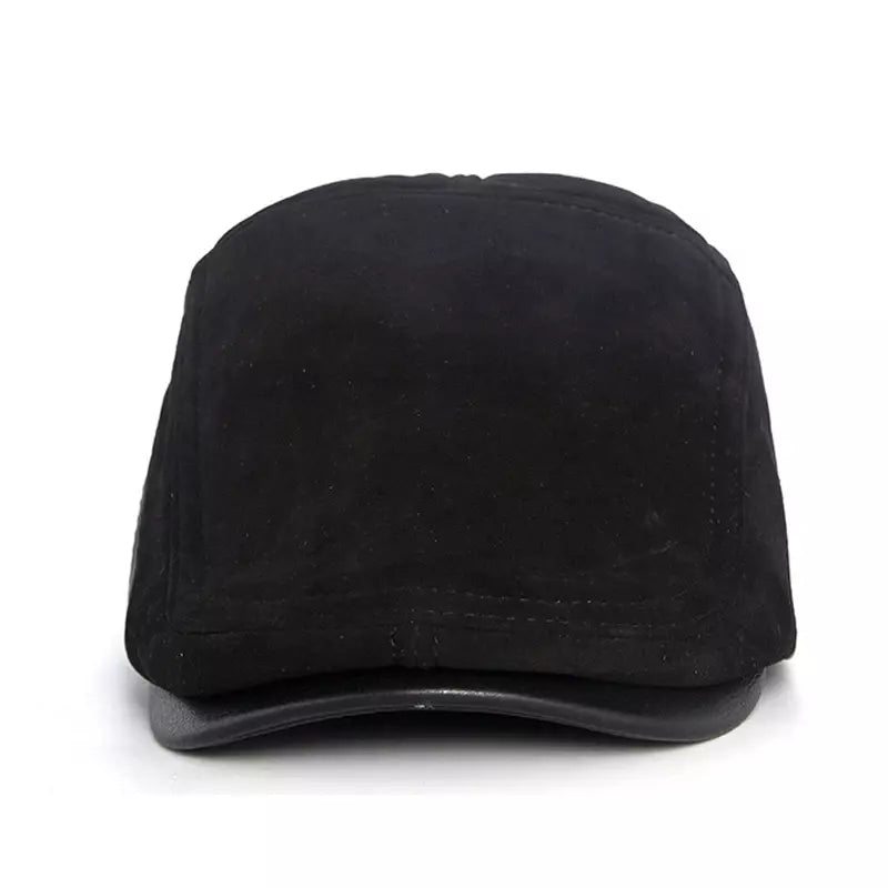 Blaine Black Genuine Leather Duckbill Cap