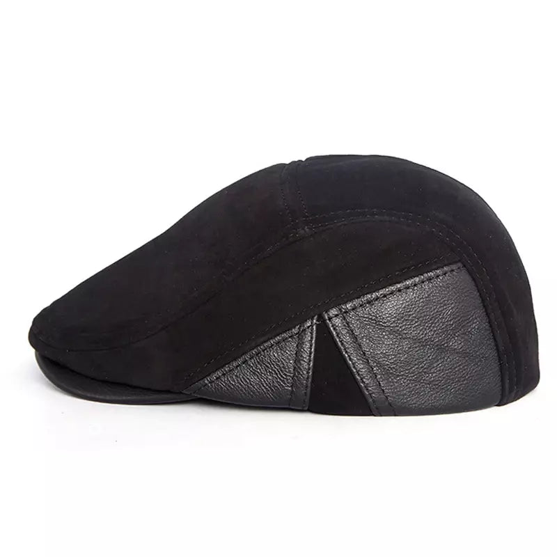 Blaine Black Genuine Leather Duckbill Cap
