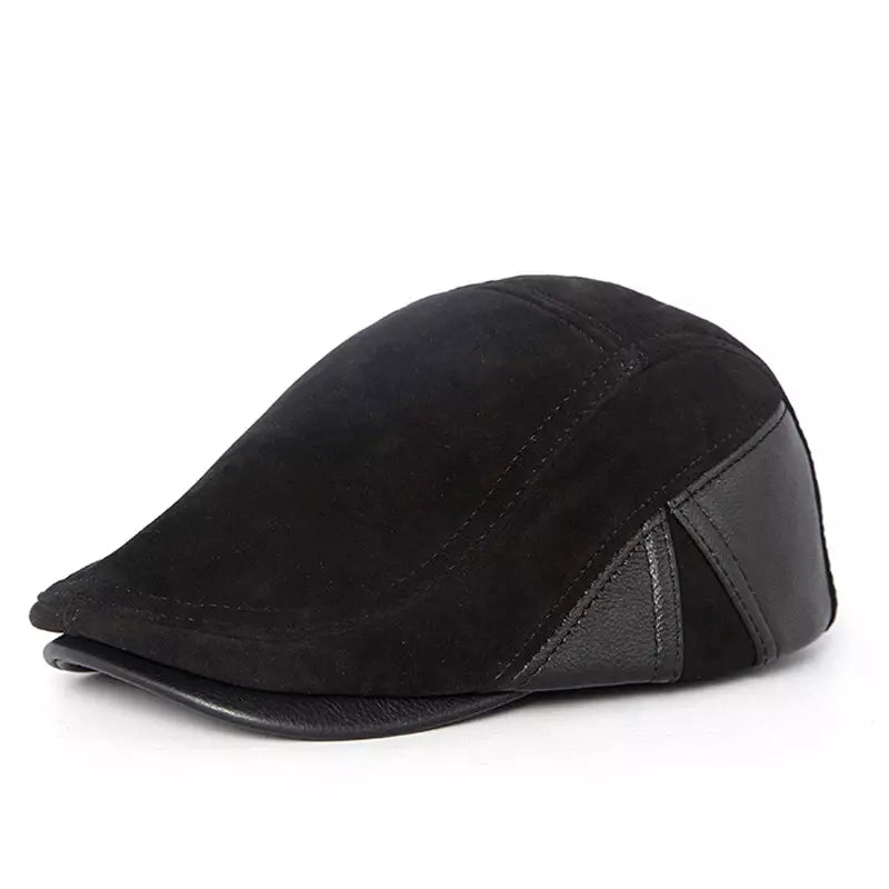 Blaine Black Genuine Leather Duckbill Cap