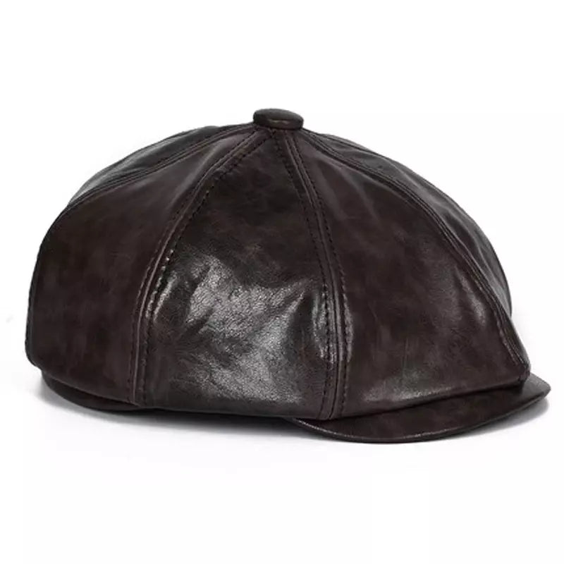 Blaine Brown Genuine Leather Newsboy Cap