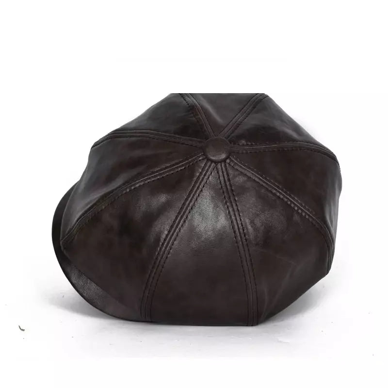 Blaine Brown Genuine Leather Newsboy Cap