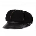 Bossier Black Genuine Leather Newsboy Cap