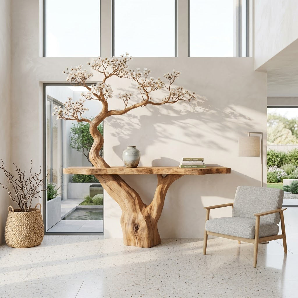 Botanical Live-Edge Timber Console Table