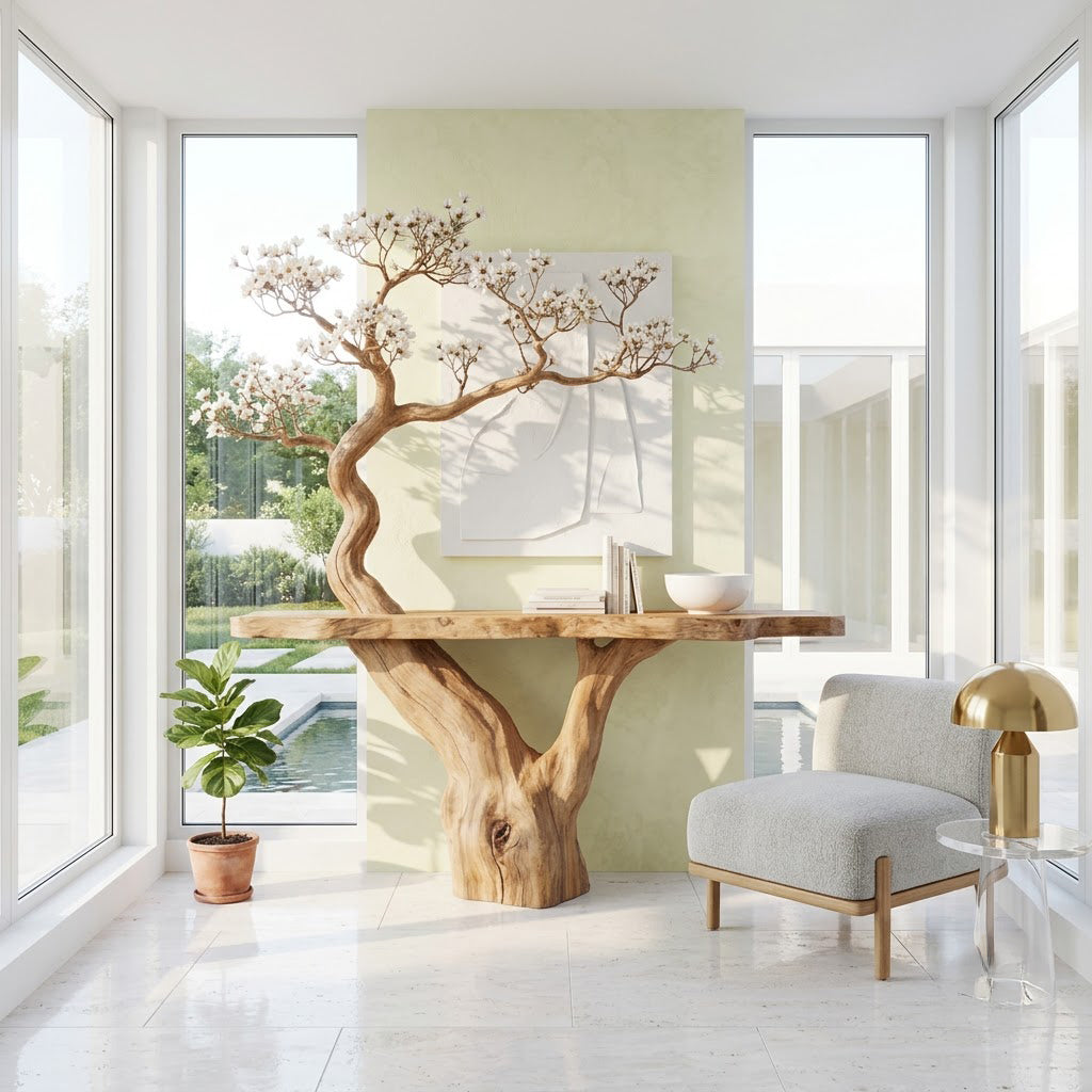 Botanical Live-Edge Timber Console Table