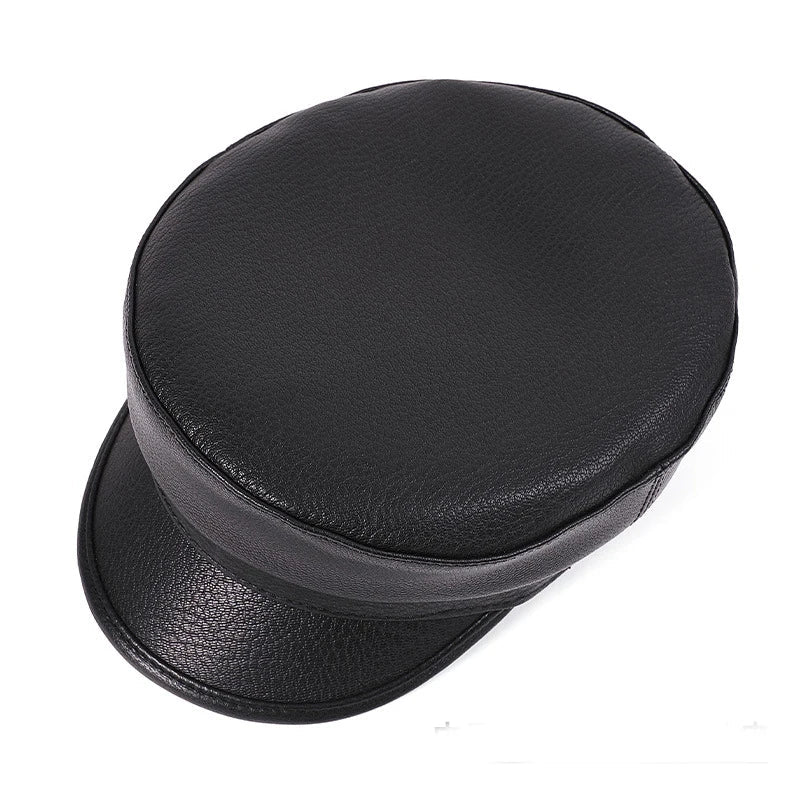 Bremen Black Genuine Leather Sailor Cap