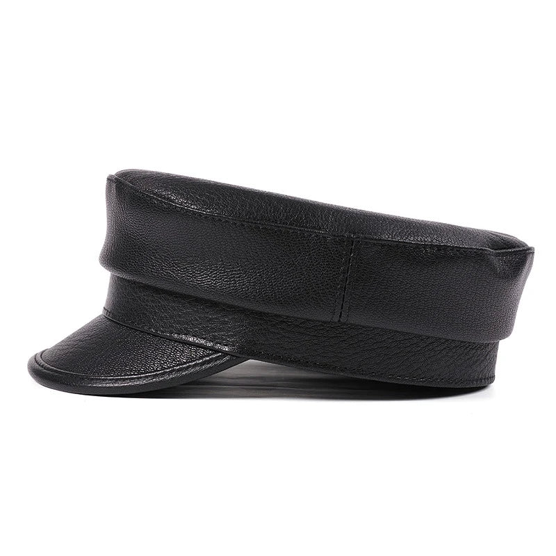 Bremen Black Genuine Leather Sailor Cap