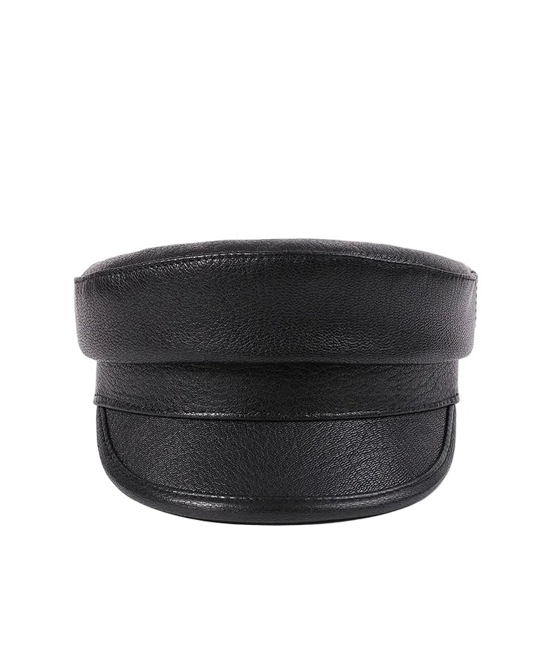 Bremen Black Genuine Leather Sailor Cap