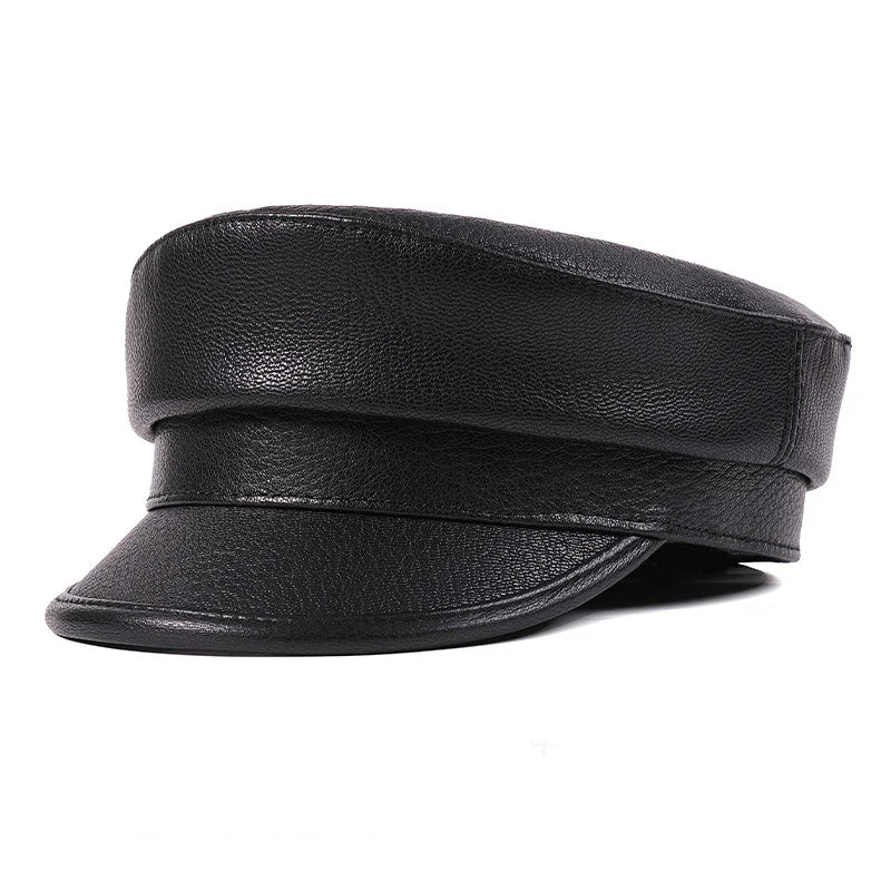 Bremen Black Genuine Leather Sailor Cap