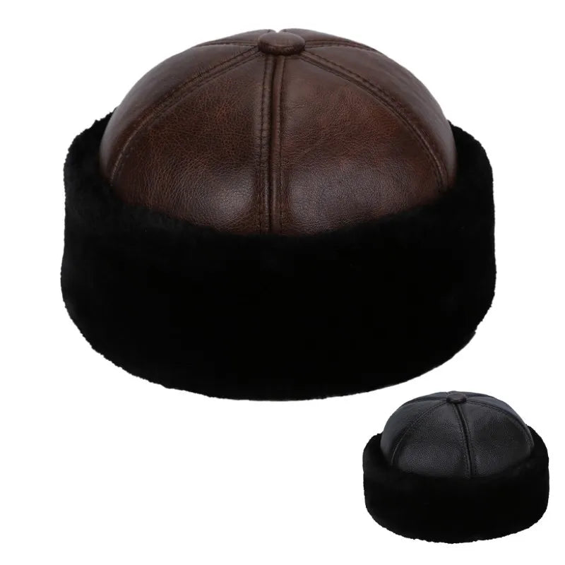 Brest Winter Genuine Leather Docker Cap
