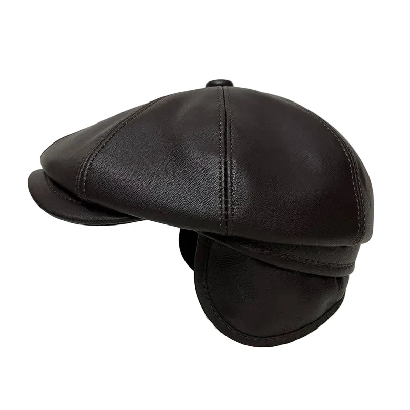 Brighton Winter Genuine Leather Earflaps Newsboy Cap