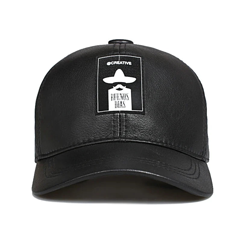 Buenos Dias Genuine Leather Baseball Cap