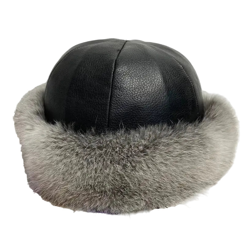 Burlington Winter Natural Rabbit Fur Leather Docker Cap