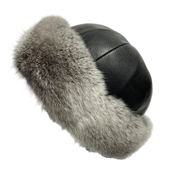 Burlington Winter Natural Rabbit Fur Leather Docker Cap