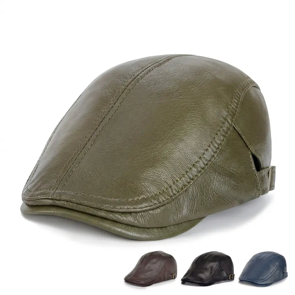 Capote Genuine Leather Flat Cap