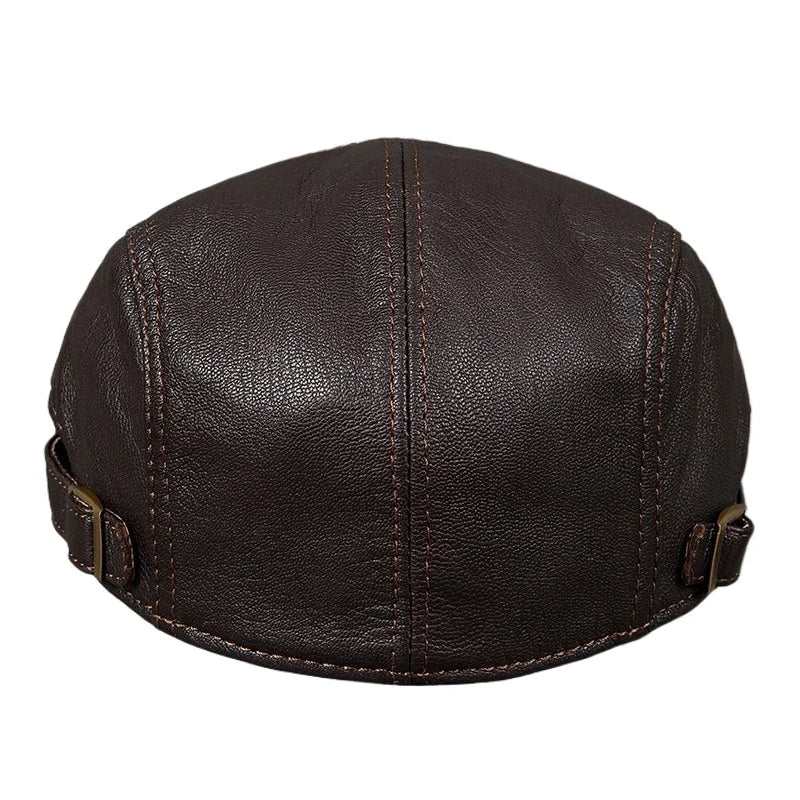 Cassavetes Zippers Genuine Leather Duckbill Flat Cap