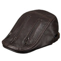 Cassavetes Zippers Genuine Leather Duckbill Flat Cap