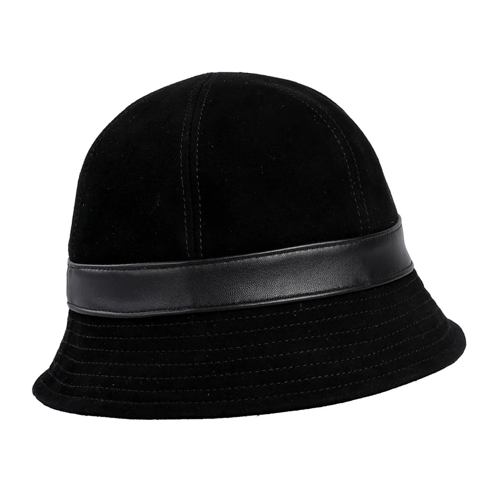 Charlotte Woman Genuine Suede Leather Cloche Hat