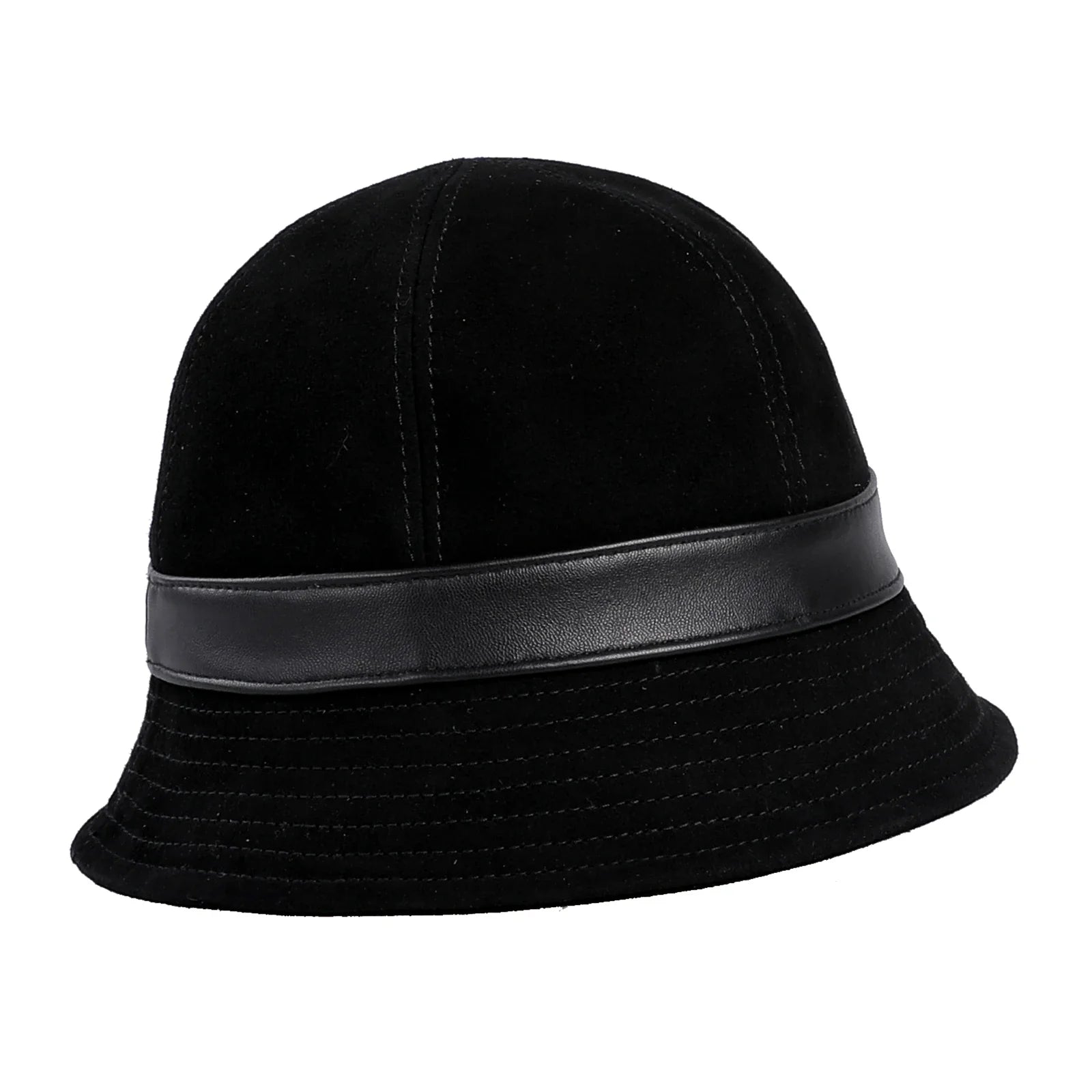 Charlotte Woman Genuine Suede Leather Cloche Hat