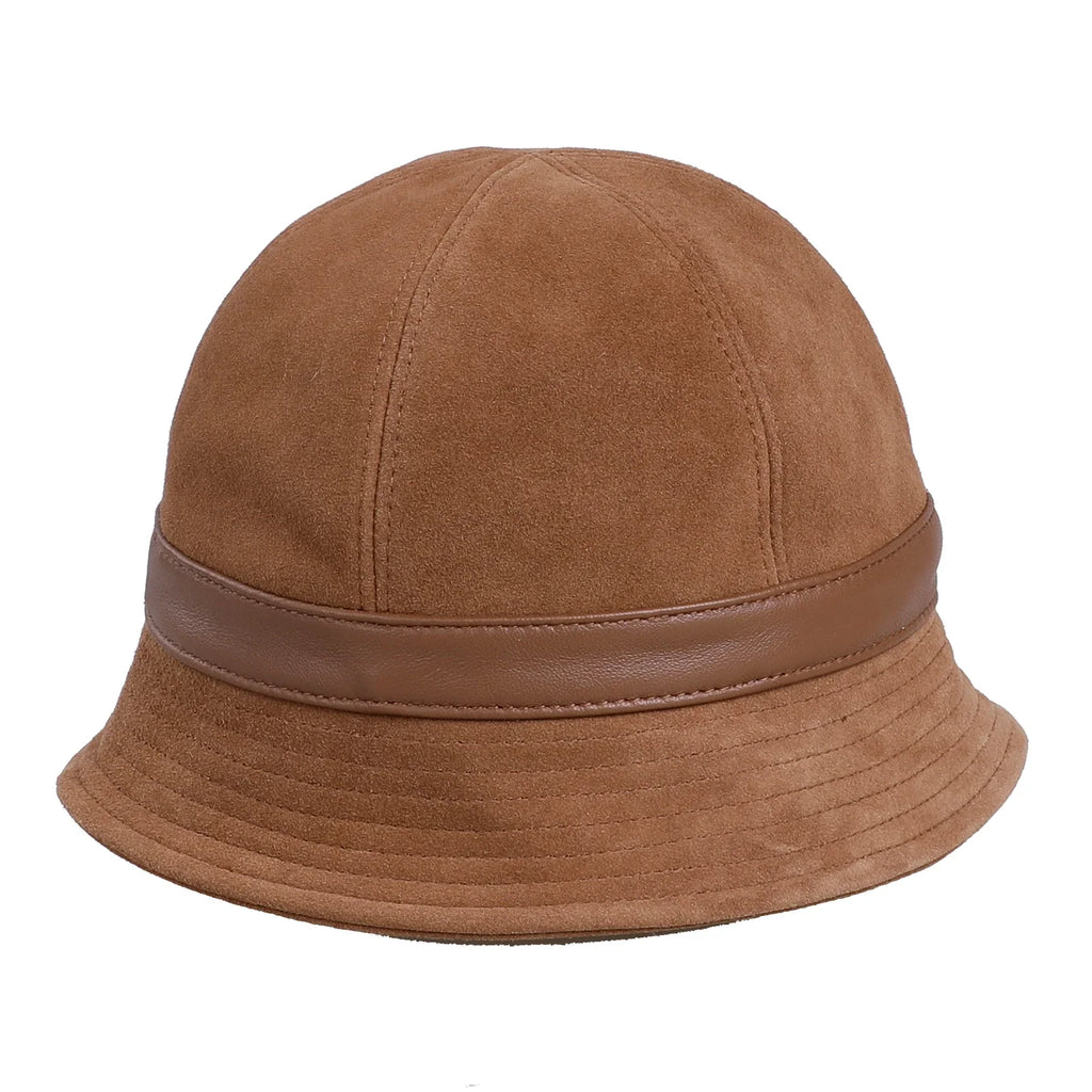 Charlotte Woman Genuine Suede Leather Cloche Hat
