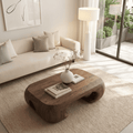 Curved Biomorphic Solid Wood Coffee Table Monolithic Organic Low Table
