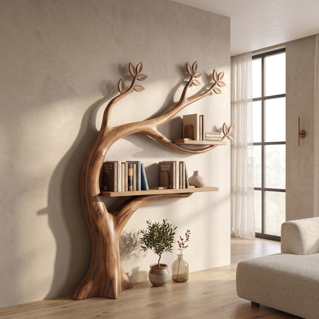 Curved Trunk Botanical Wall Bookshelf