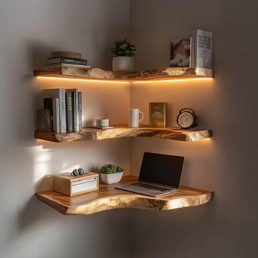 Custom Rustic Wooden Corner Shelf For Every Room