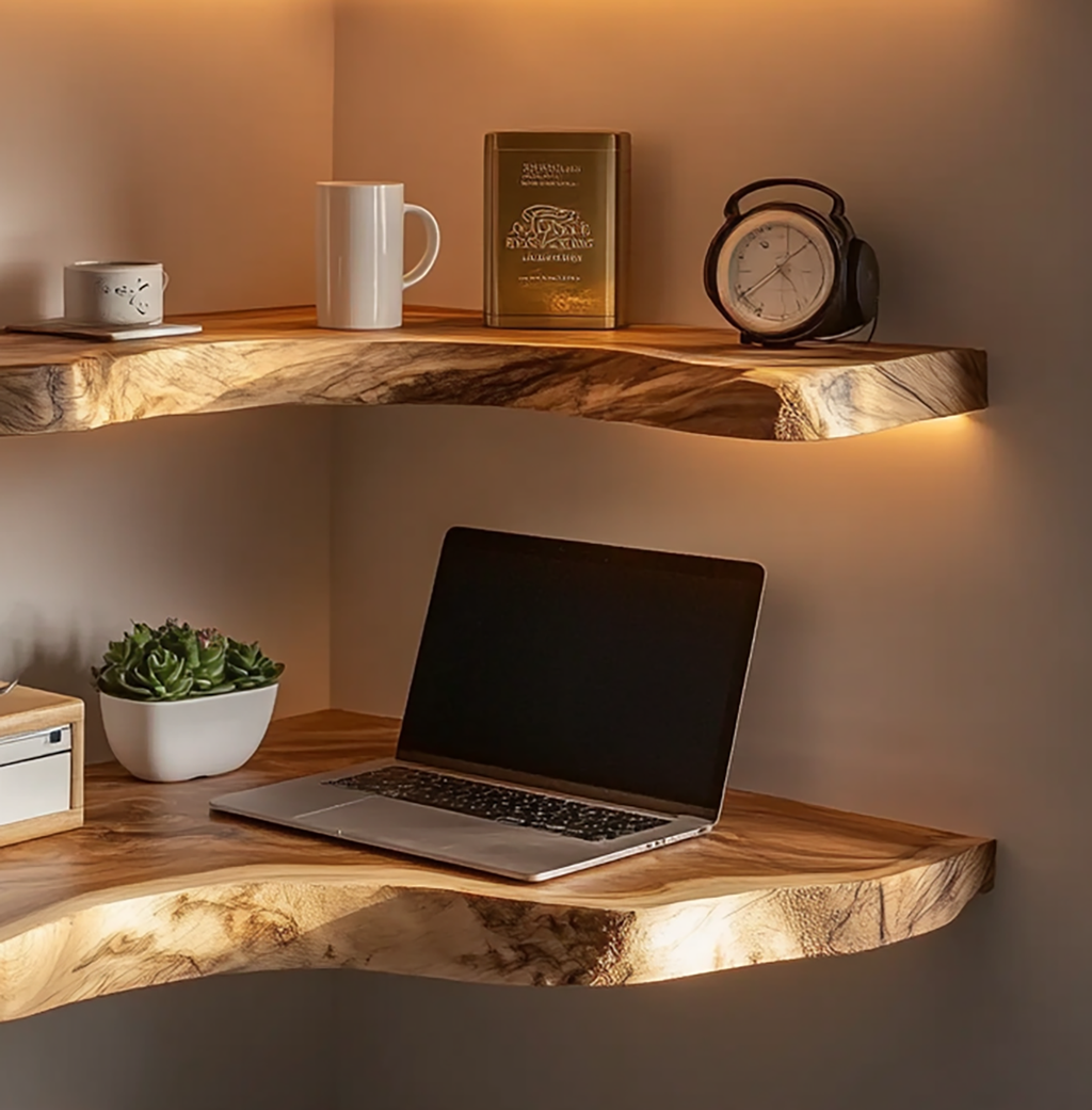 Custom Rustic Wooden Corner Shelf For Every Room
