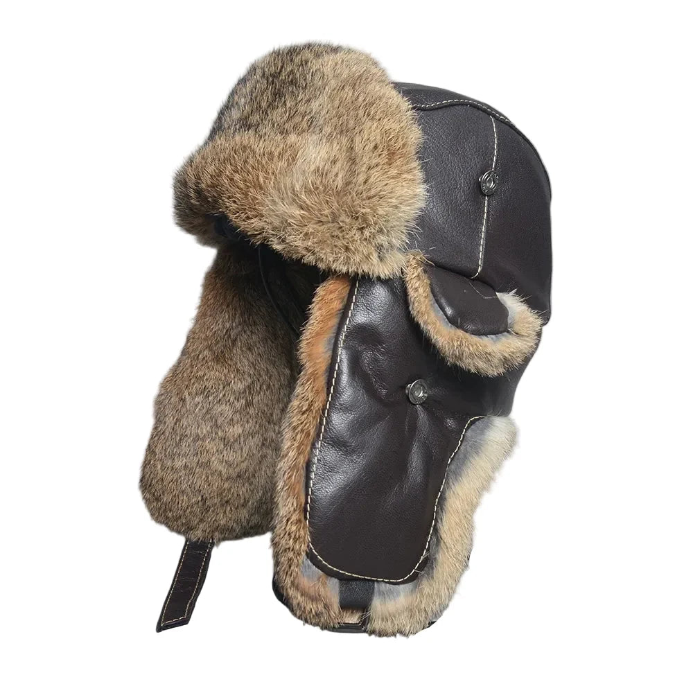 Dallas Winter Fur Genuine Leather Trapper Bomber Hat