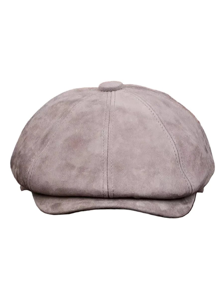 Danbury Gray Genuine Leather Newsboy Cap