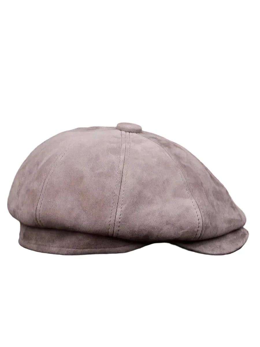 Danbury Gray Genuine Leather Newsboy Cap