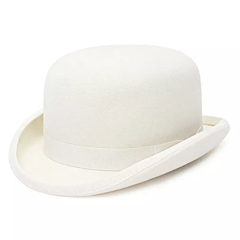 Derby White Scottish Wool Bowler Hat