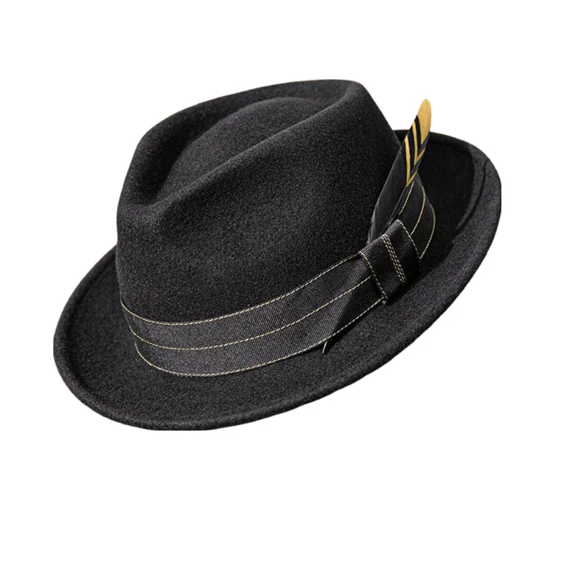 Epsilon Vintage Black Wool Fedora Hat