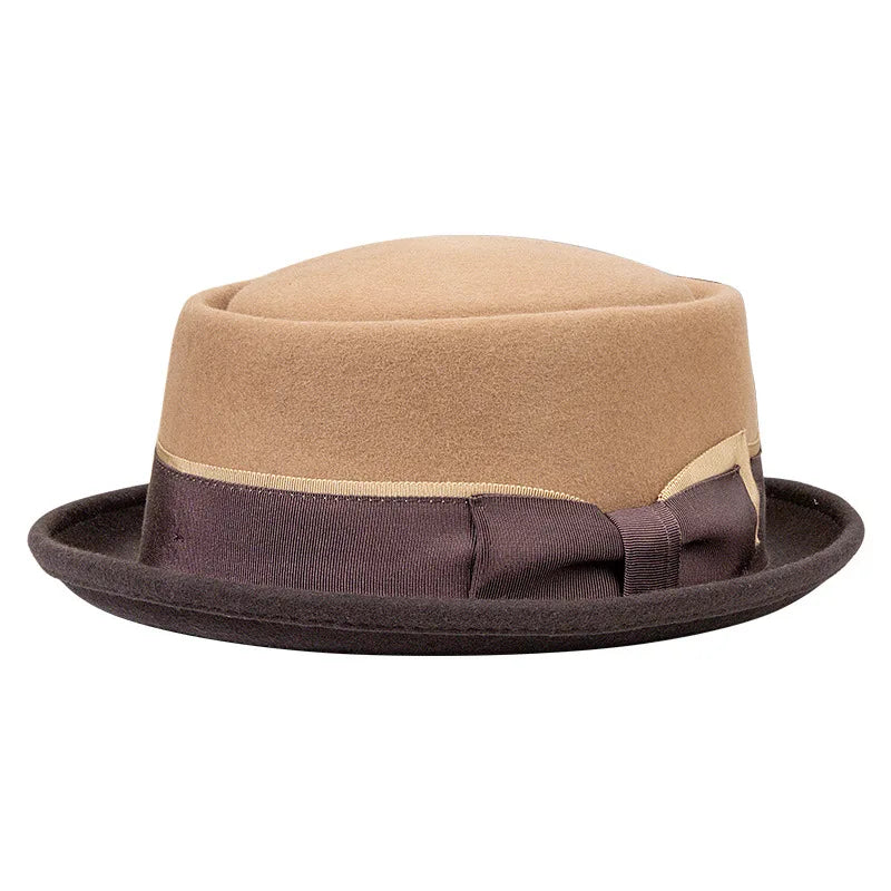 Firenze Ribbon Bicolor Wool Porkpie Hat