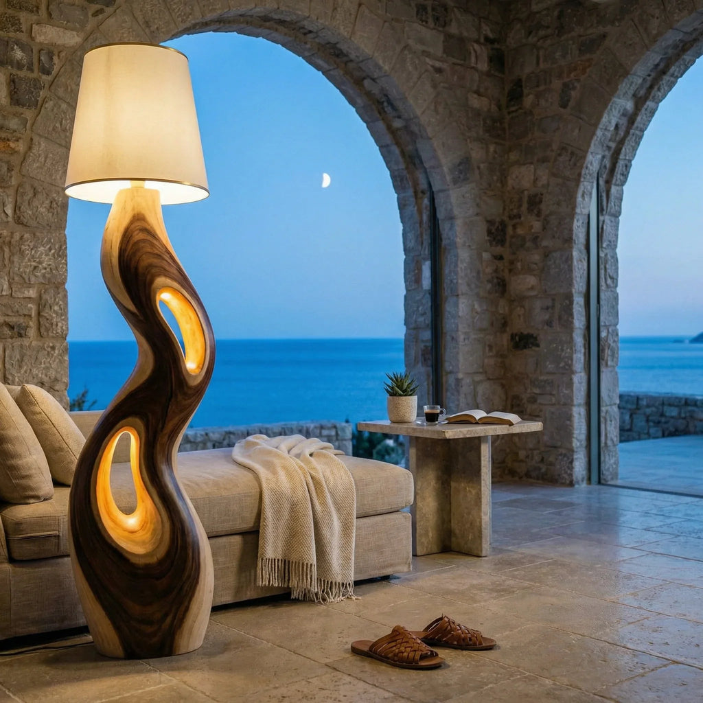 S-Curve Wooden Floor Lamp