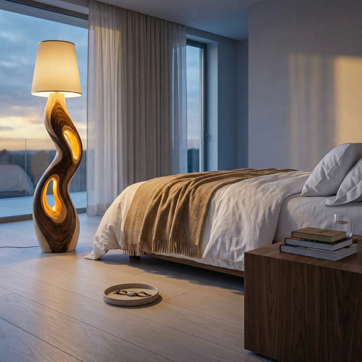 S-Curve Wooden Floor Lamp
