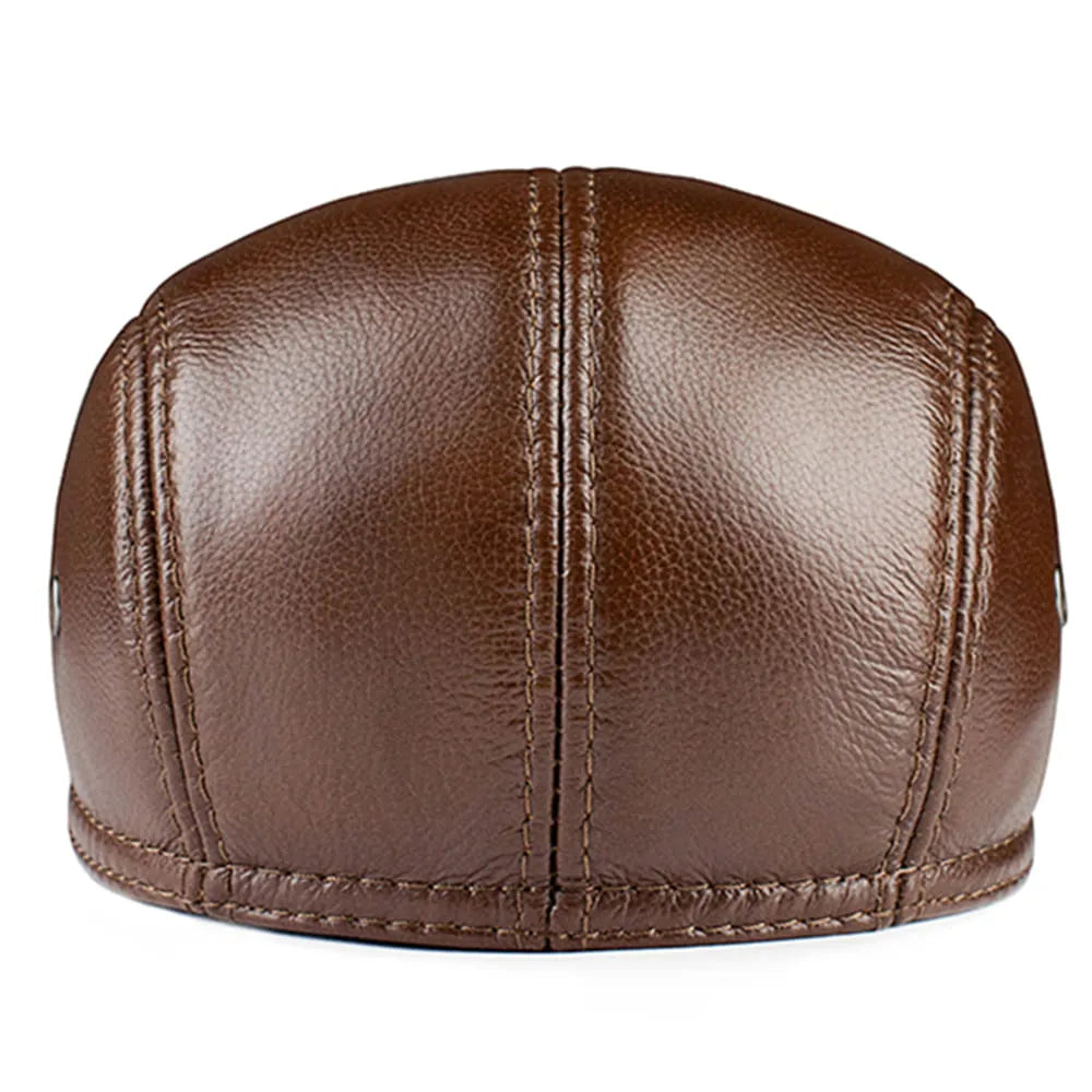 Earflaps Genuine Leather Flat Cap