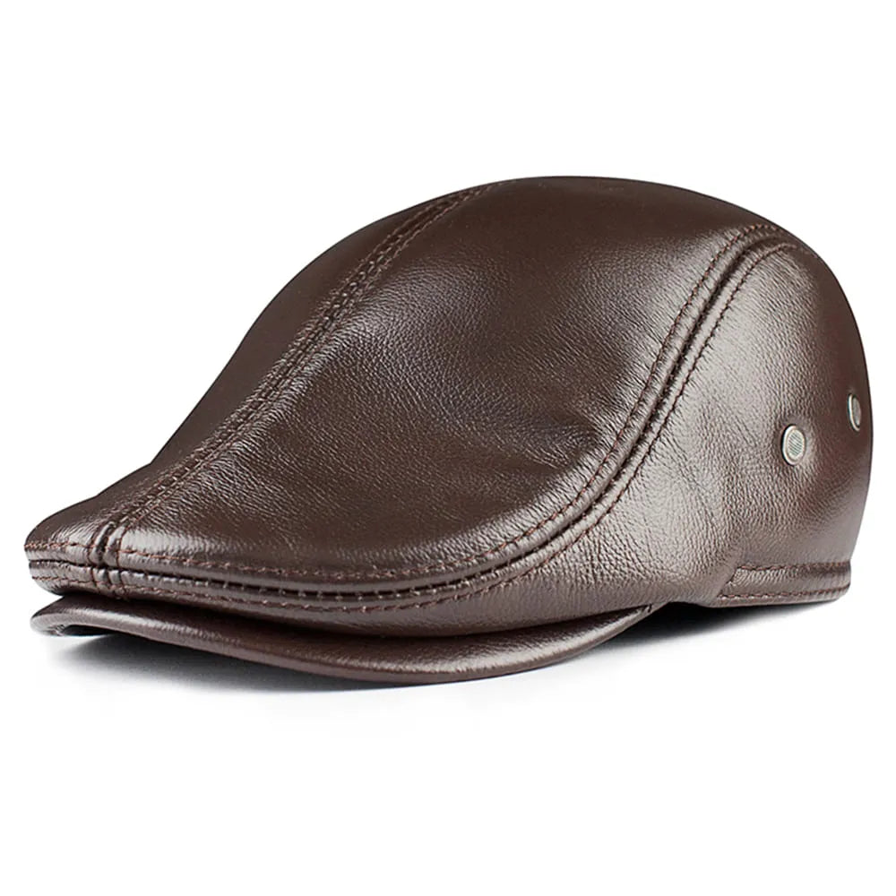 Earflaps Genuine Leather Flat Cap
