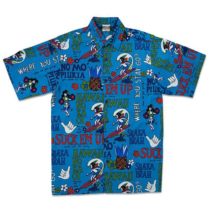 Pidgin English (Turquoise) Hawaiian Shirts