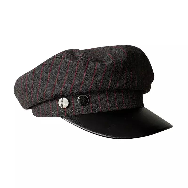 Glencoe Striped Leather Sailor Cap