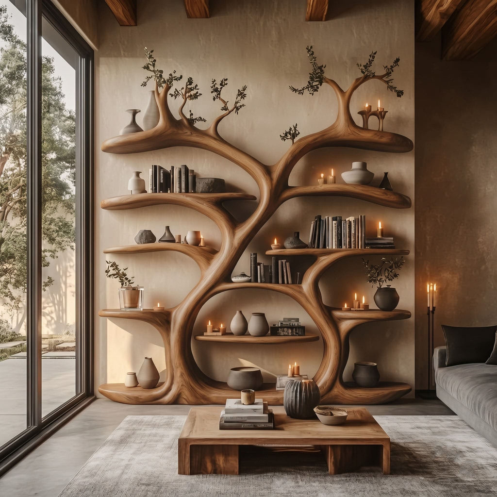 Grand Canopy Timber Bookshelf Wall