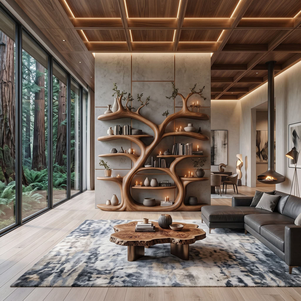 Grand Canopy Timber Bookshelf Wall