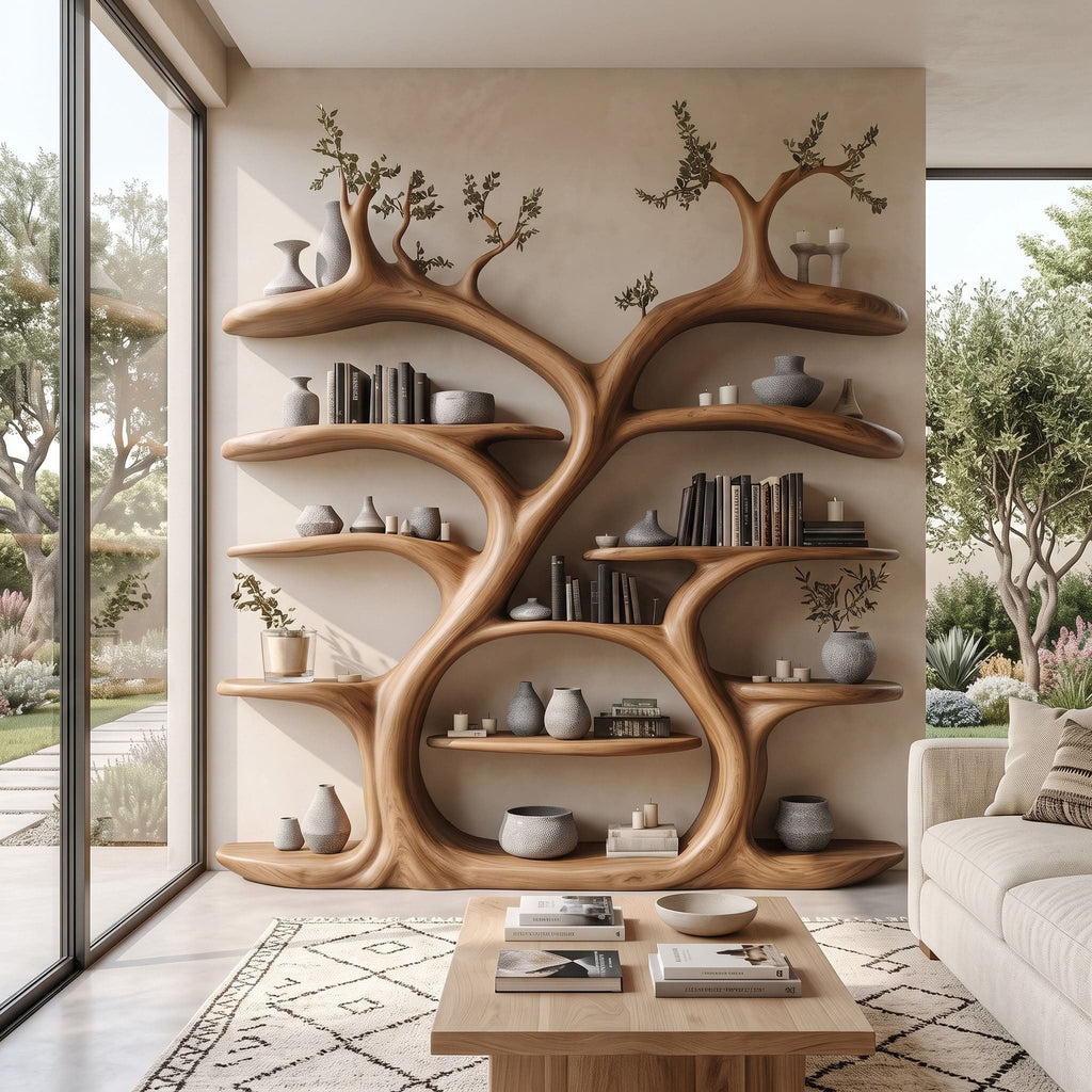 Grand Canopy Timber Bookshelf Wall