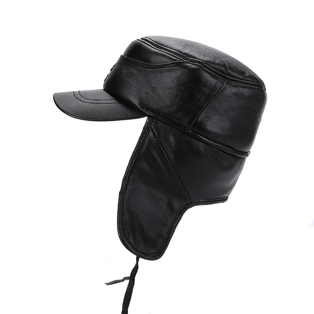 Halifax Winter Genuine Leather Earflaps Bomber Army Cap