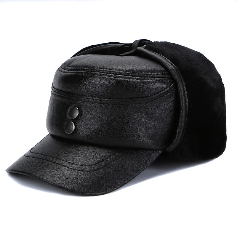 Halifax Winter Genuine Leather Earflaps Bomber Army Cap