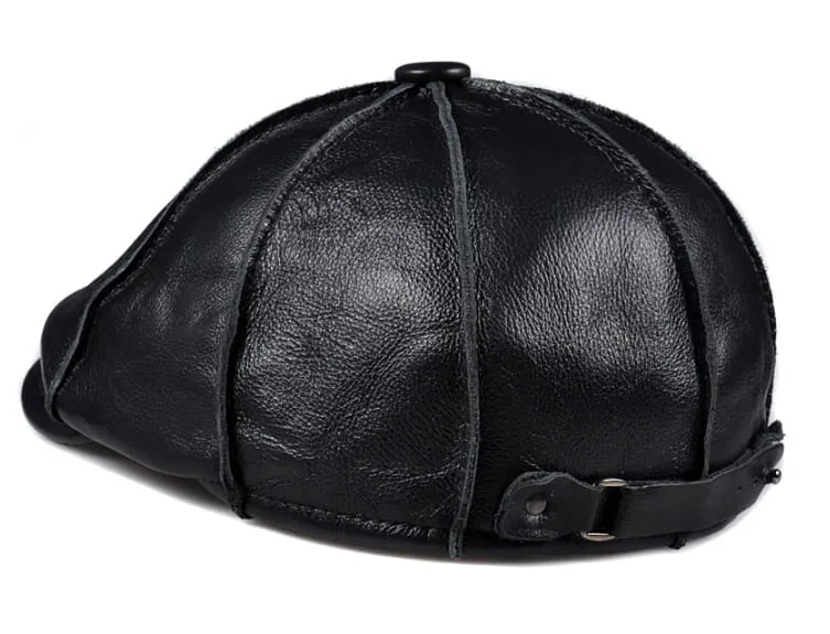 Hampton Genuine Leather Newsboy Cap