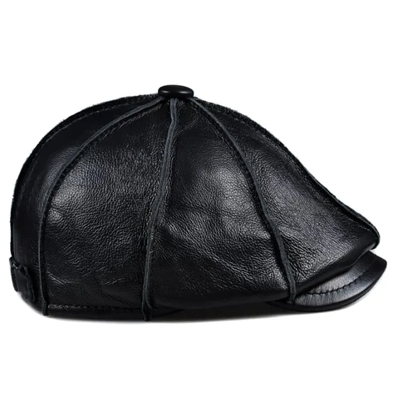 Hampton Genuine Leather Newsboy Cap