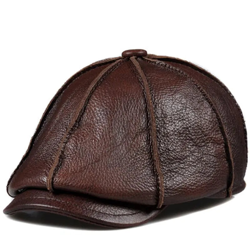 Hampton Genuine Leather Newsboy Cap