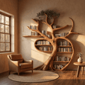 Hand-Carved Solid Wood Tree Bookshelf