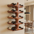 Hand Carved Sculptural Solid Wood Wall Mounted Wine Rack Organic Minimalist Bottle Display